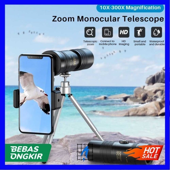 Monocular Zoom Telescope Long Range 10-300x40