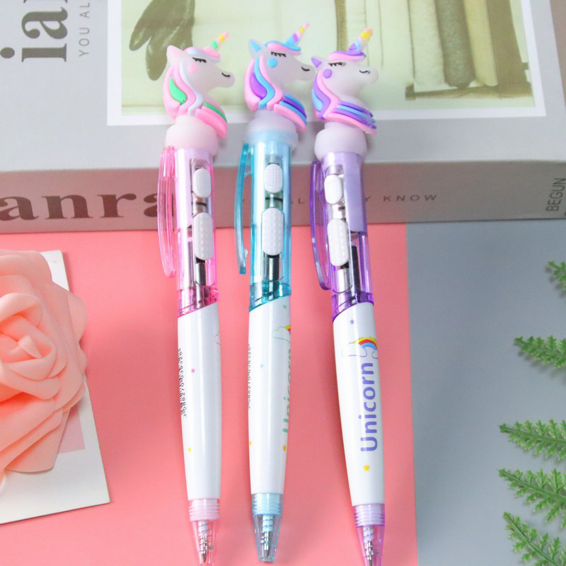 

Pena Lampu Unicorn Lucu Pena Bolpoin Tipe Tekan Bercahaya Kreatif Pena Tanda Tangan Kantor 0.5Mm MG