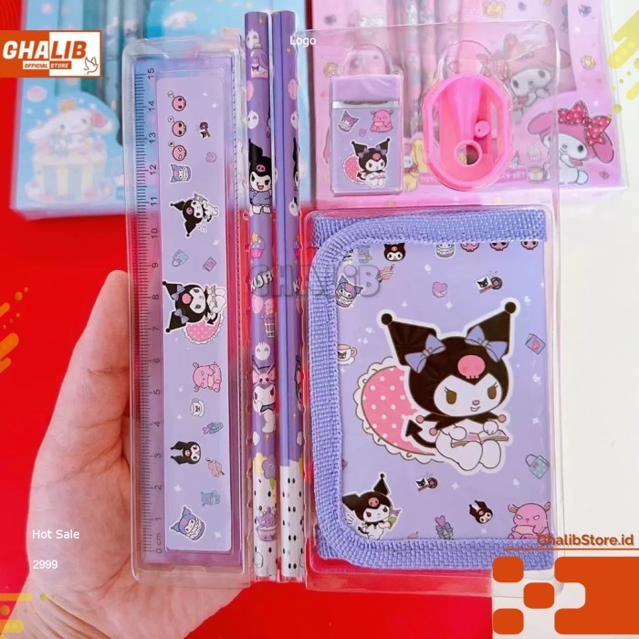 

Stationery Set / Alat Tulis Set 6 in 1 Hadiah Souvenir / Paket Alat Tulis + Dompet Anak Karakter - CEWEK