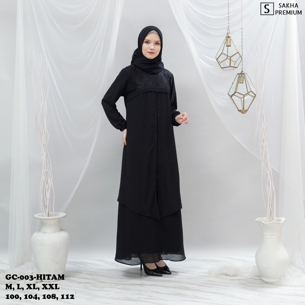 Sakhapremium.id - GAMIS BAJU GAMIS HITAM WANITA BRUKAT GAMIS PUTIH CERUTI JUMBO TERLARIS BAJU LEBARA