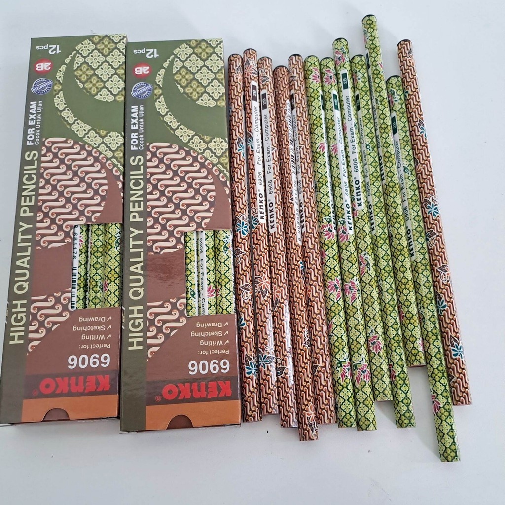 

1 Lusin Pensil Kenko 2B Motif batik/ Pensil Kayu 2B pensil ujian Motif Batik