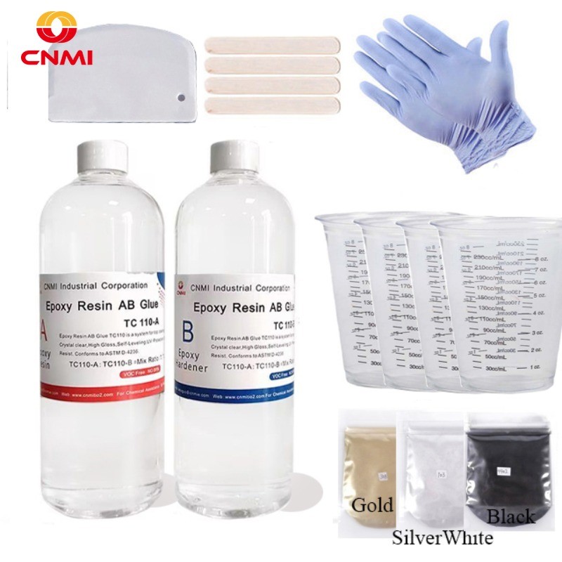 

CNMI 1:1 AB Epoxy Resin Kit for Kitchen Island Surface Coating Crystal Clear High Gloss Mica Pigment Dye DIY Recina Tabletopcoat