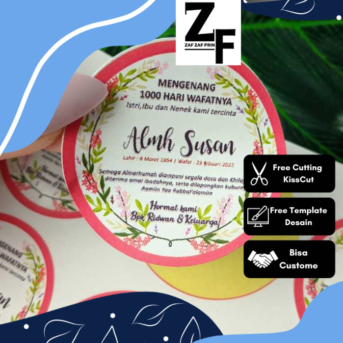 

ZAF 2-4 Stiker Haul Tahlil Pengajian Mengenang Wafatnya 40 100 1000 Hari Tahlilan Sticker