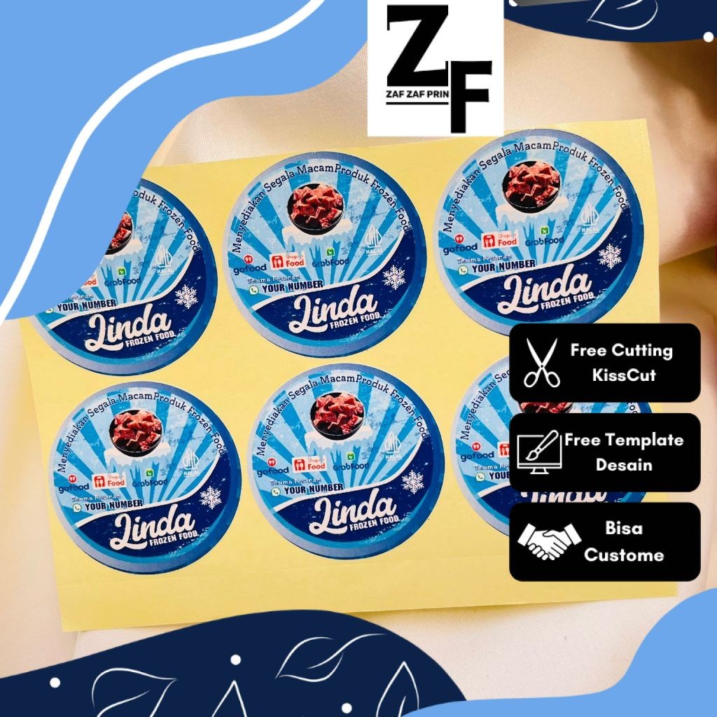 

ZAF 9-15 Sticker Cetak Label Frozen Food Makanan Beku Bulat Chromo Stiker Custom Nama Brand