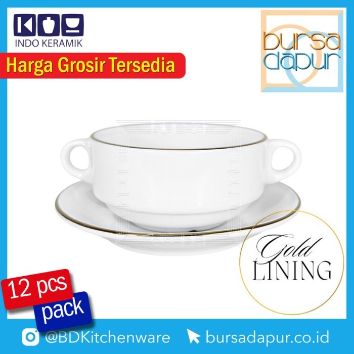 Indo Keramik Gold Lining Consomme Cup Saucer (CC/S) / Zuppa Soup Cup Saucer (Harga Lusinan)