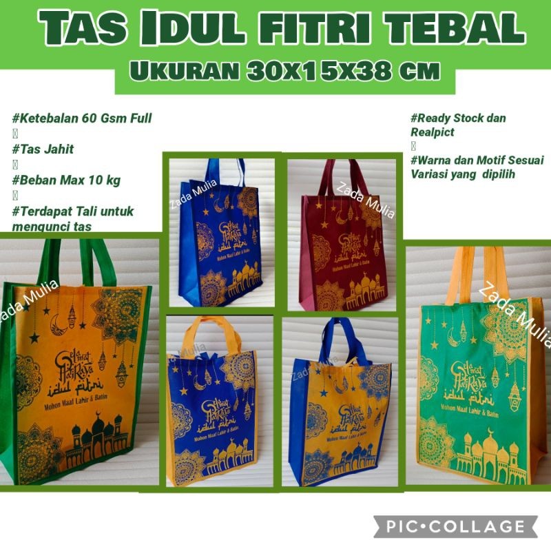 

[ PROMO ] 12 pcs Tas parcel Lebaran Besar Ukuran 30x15x40 cm, Hampers Hari Raya Idul Fitri Goodie bag lebaran