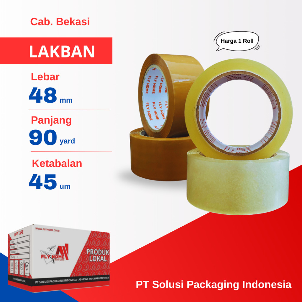 

FLYHOME 1Roll Lakban Bening Coklat 48x90Y 2inch 81METER 90 Yard