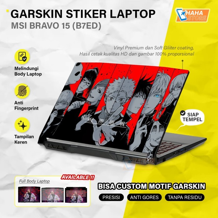 MSI Bravo 15 B7ED Garskin Motif Anti Gores Body Protector Skin CUSTOM - Top Cover, 01