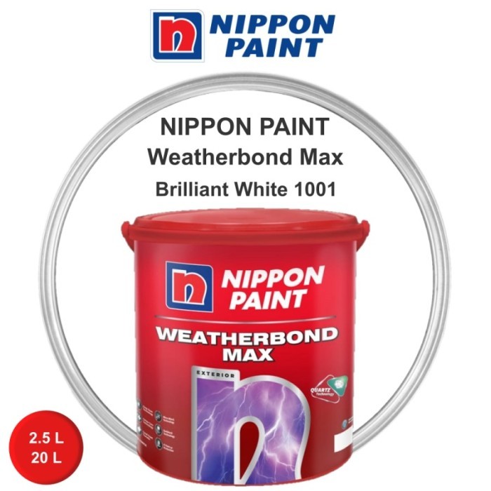 Cat Tembok Exterior Weatherbond Max Nippon Paint Luar Vinilex Galon - Brilliant White
