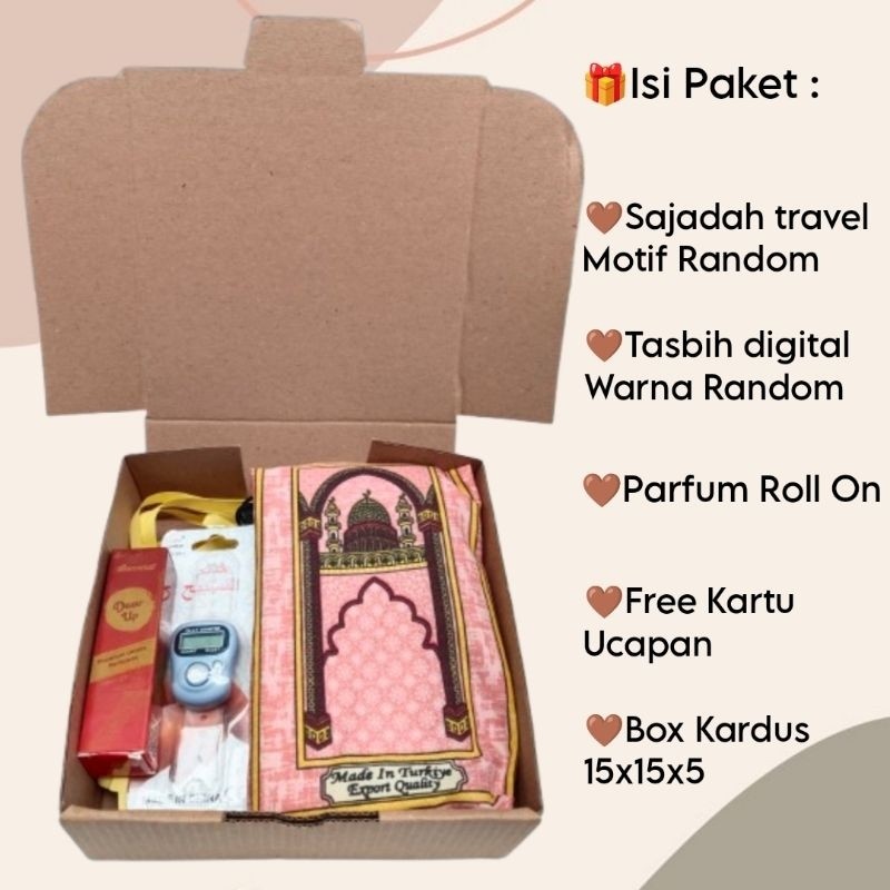 

Hampers Sajadah travel/Hampers Tasbih/Hampers Parfume/Hampers Lebaran Idul Fitri/ langsung proses