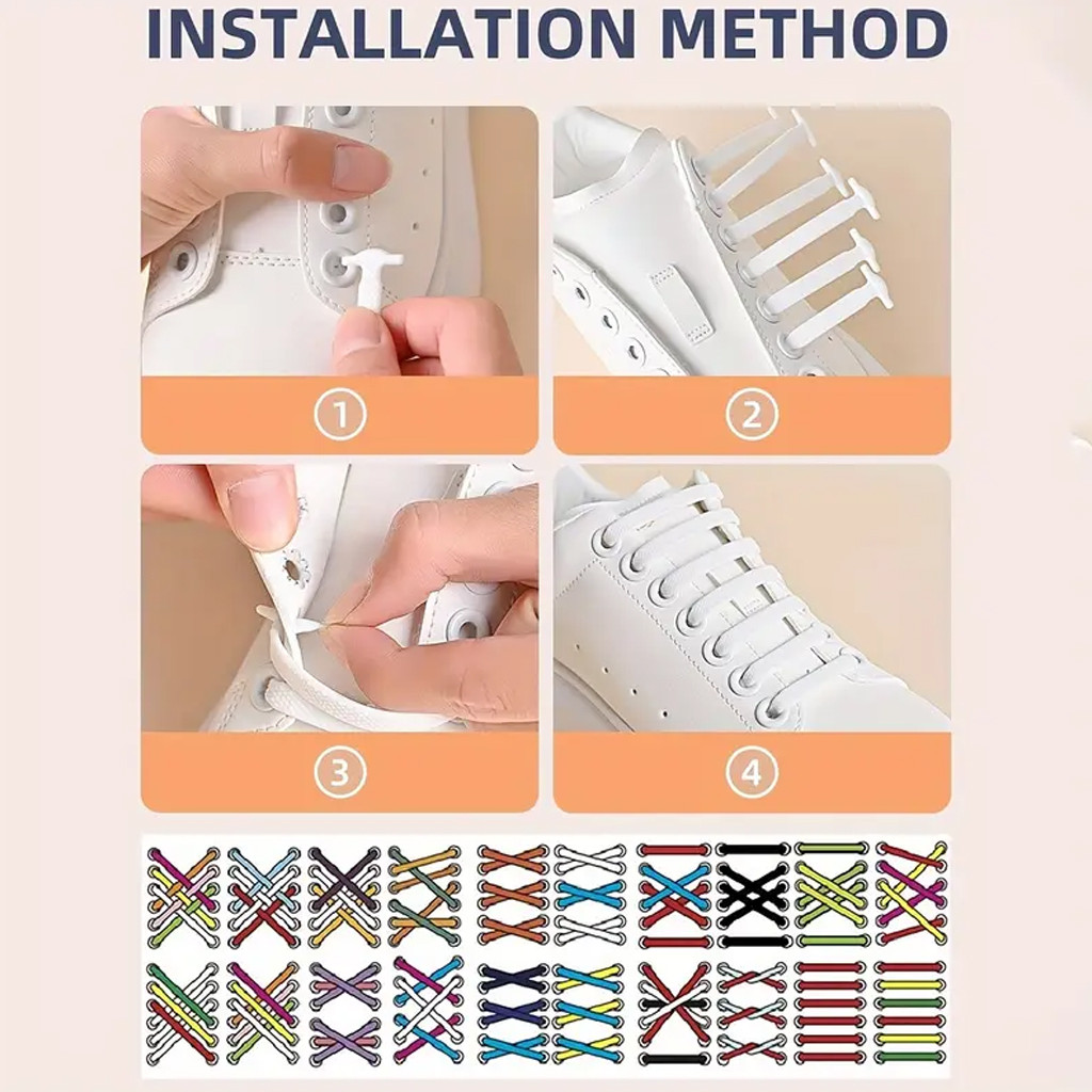 FT Premium Silicone Shoelaces / Tali Sepatu Silikon Karet R1321