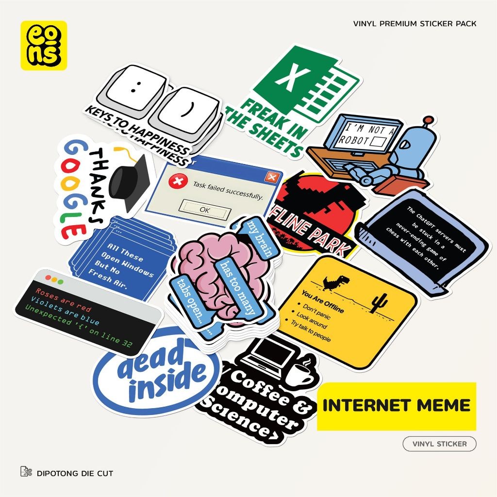 

Sticker Printing Laptop Internet Meme Bahan Vinyl Anti Air Laminasi Matte