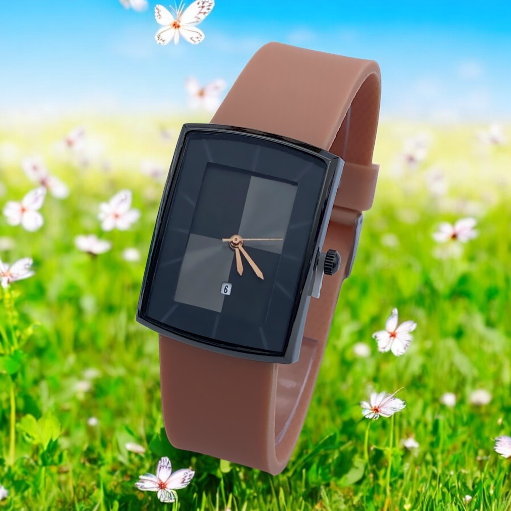 Jam Tangan Wanita Korea Anak Perempuan Cewek Tanggal Aktif Strap Rubber H 827