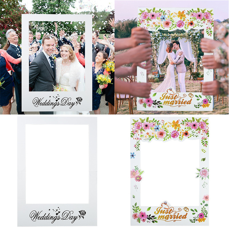 68cm * 48cm Wedding Photo Booth Props Just Married Photobooth Party Backdrop Decoration Bridal Bache
