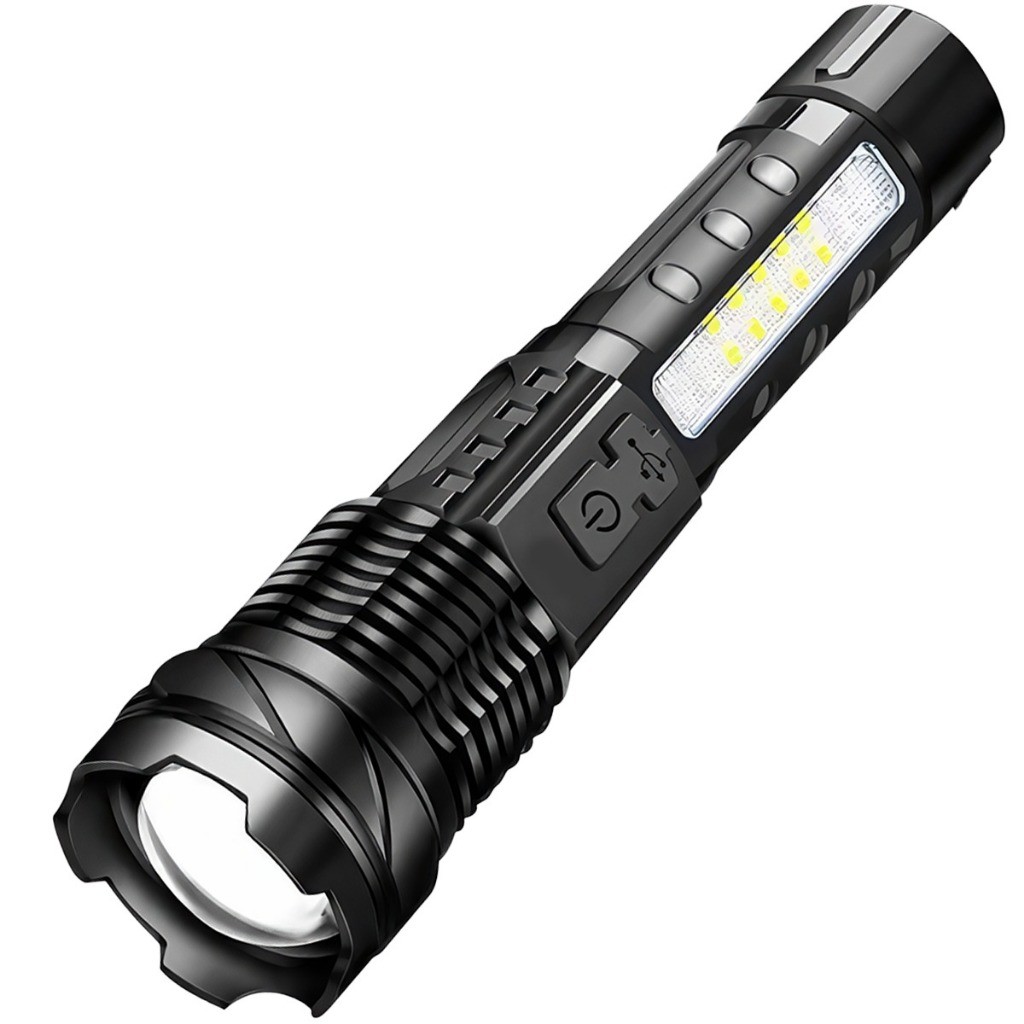 Senter Zoom In Out LED Charger 3 Mode Terang Anti Air Senter Saku Mini 118