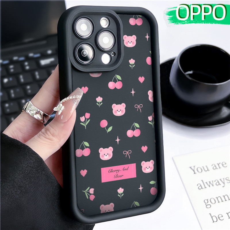 Lucu Beruang Merah Muda Silicone SoftCase OPPO A18 A16 A15 A3s A5S A60 A17 A17K A54 A53 A12 A58 A31 