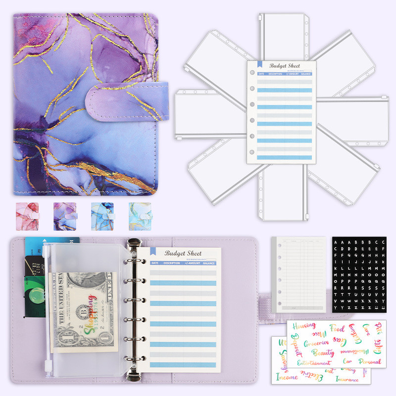 

A7 Marble Colorful Money Budget Planner Binder Zipper EnvelopesCash Envelopes For Budgeting Money Organizer For Budget Binde