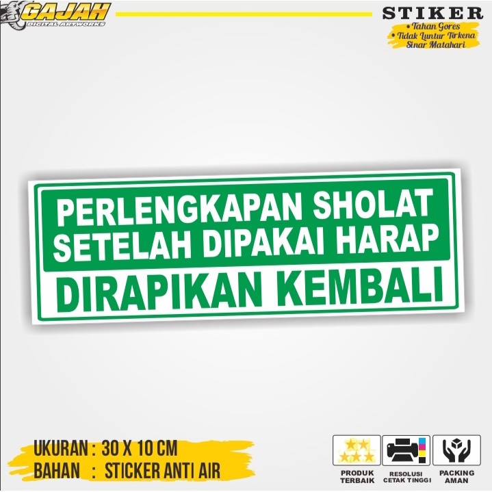 

Stiker Printing Perlengkapan Sholat Dirapikan Kembali