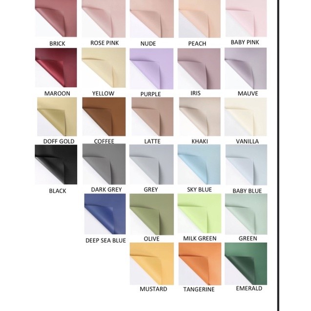 (5lembar)Flower Wrapping Paper Polos Matte / Doff Color Cellophane Kertas Bunga Buket Opp Florist