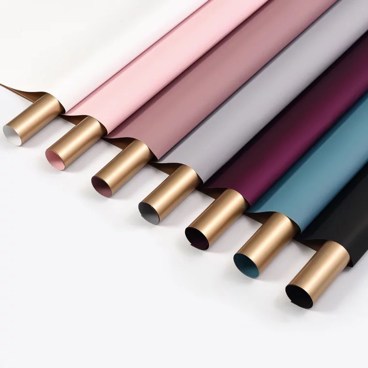 

(5 lembar)SINOWRAP Flower Wrapping Paper / Bi Color Gold Cellophane Kertas Bunga Buket 2 Warna Emas