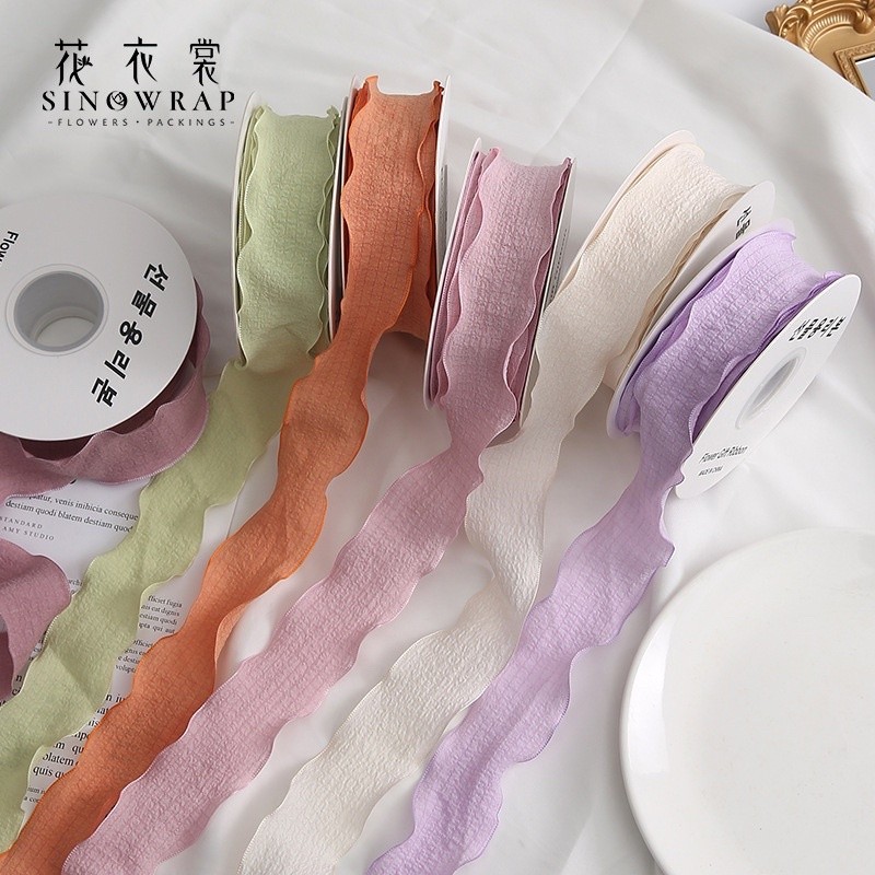 

4cm*10Yard Pita Kado Keriting Gelombang Korea / Flower Mermaid Ribbon / Pita Bunga Buket Kado Import