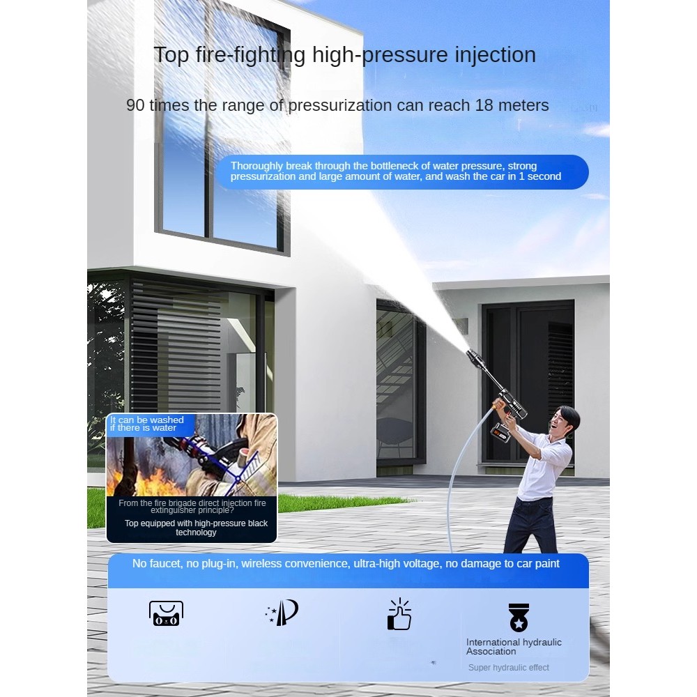 Lithium battery wireless car washer pressure artifact high-pressure water gun