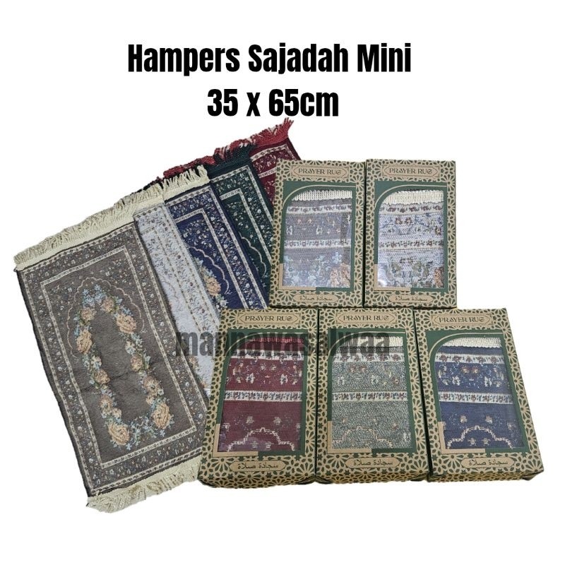 

Hampers Sajadah Mini +-35 x 65cm Include Box/ keluarga oleh oleh