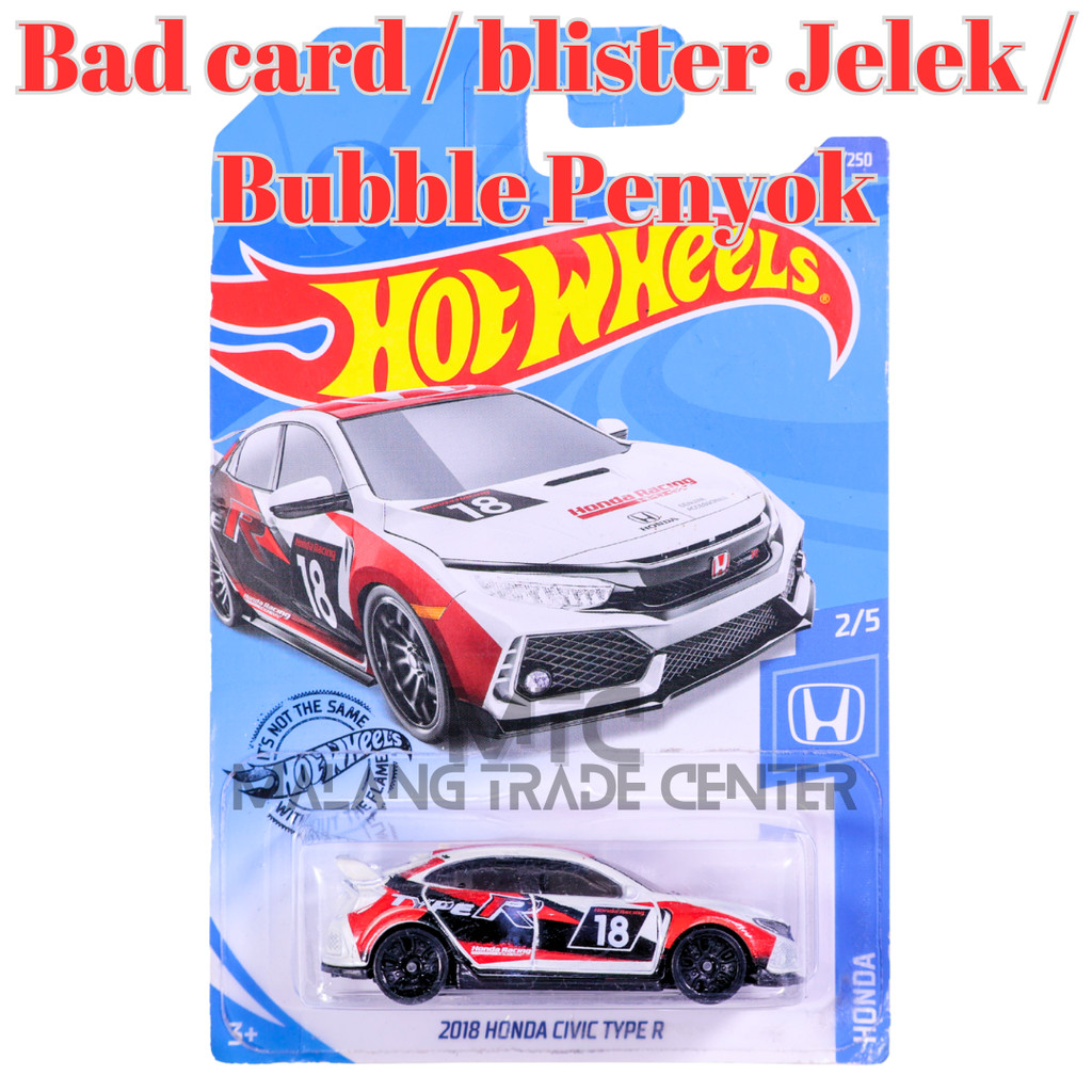 Hot Wheels 2018 Honda Civic Type R Putih Honda Racing 2019 Blister Jelek / Bad Card / Anggap Loose