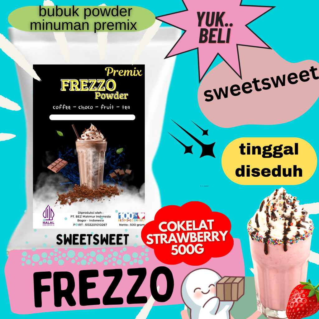 

Sweetsweet Frezzo Boba Powder Drink Choco Strawberry | Bubuk Minuman 500 g {Bisa COD dan Grosir}