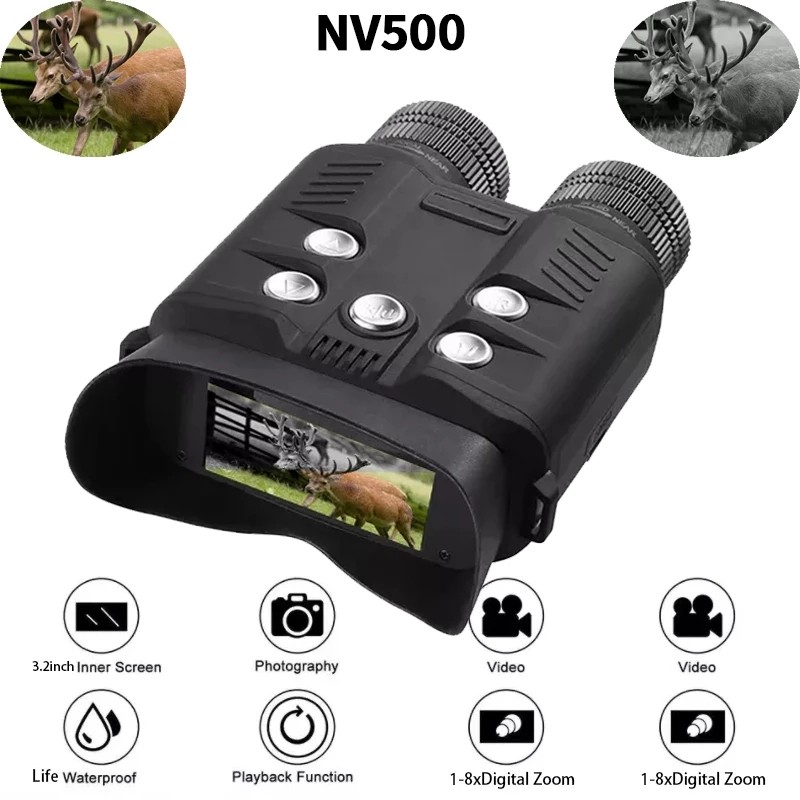 Teropong Penglihatan Malam HD Digital Layar Jendela 500M IR LED Fokus Jauh Dekat Kamera Video Gambar