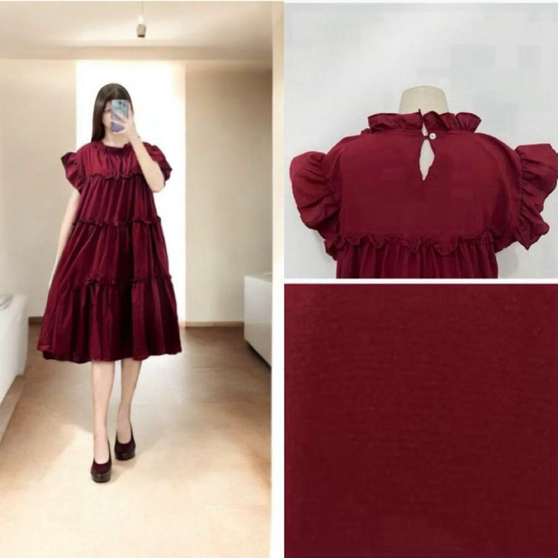 KIELO - ZFS BAJU MIDI DRESS WANITA LAVINI RAMPEL KEKINIAN / DOLLY DRESS / TREND GAUN MINI DRESS 2025