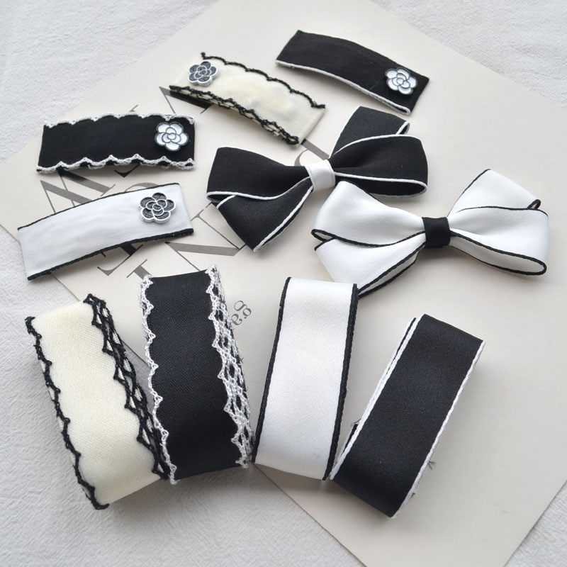 

1 Yard Black And White Lace Classic Ribbon 25MM Diy Hairpin Bow Hair Accessories Headwear Material Lace For Crafts