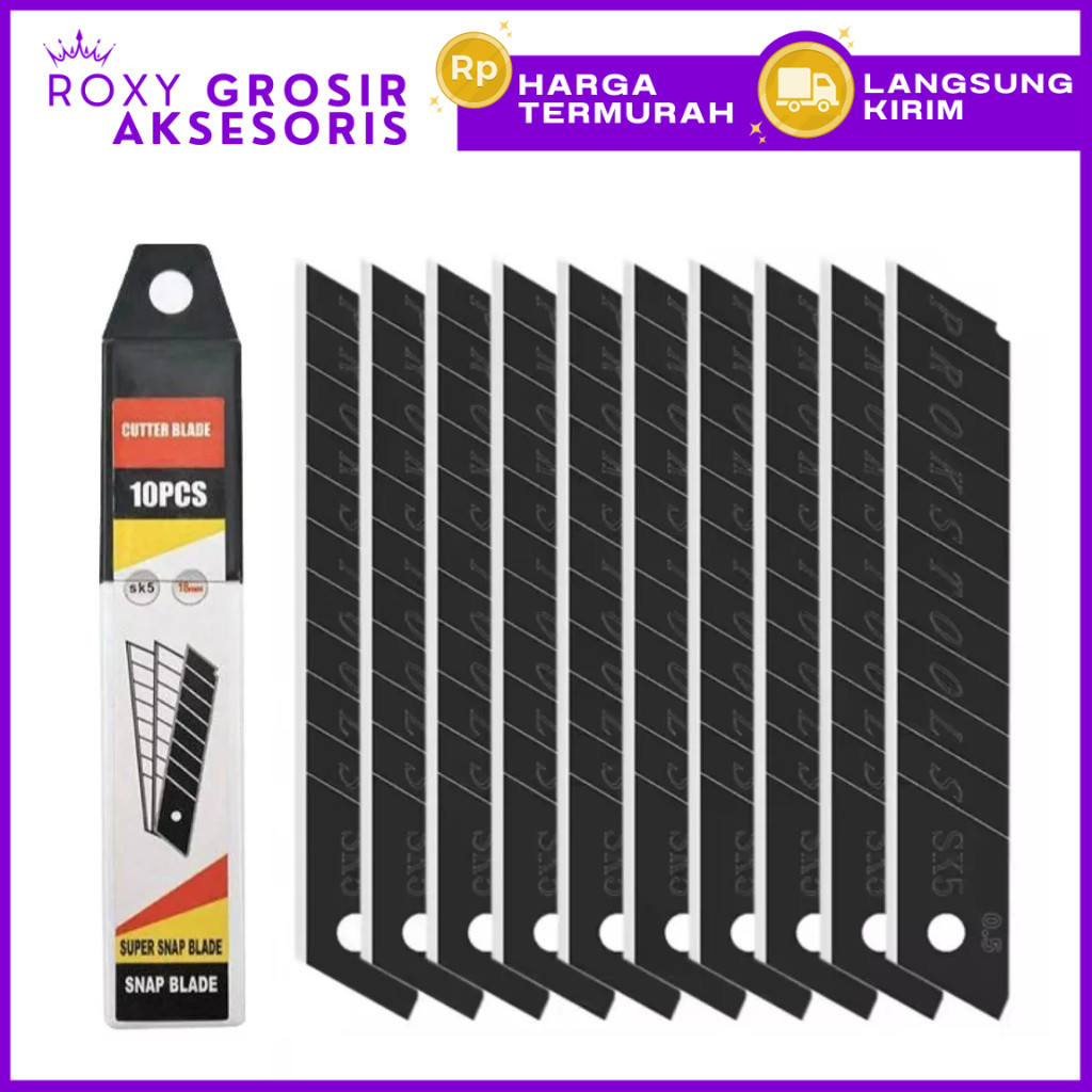 

Refill Cutter 18mm 10PCS Isi Ulang Cutter Hitam Tajam Besar SK5 Stainless