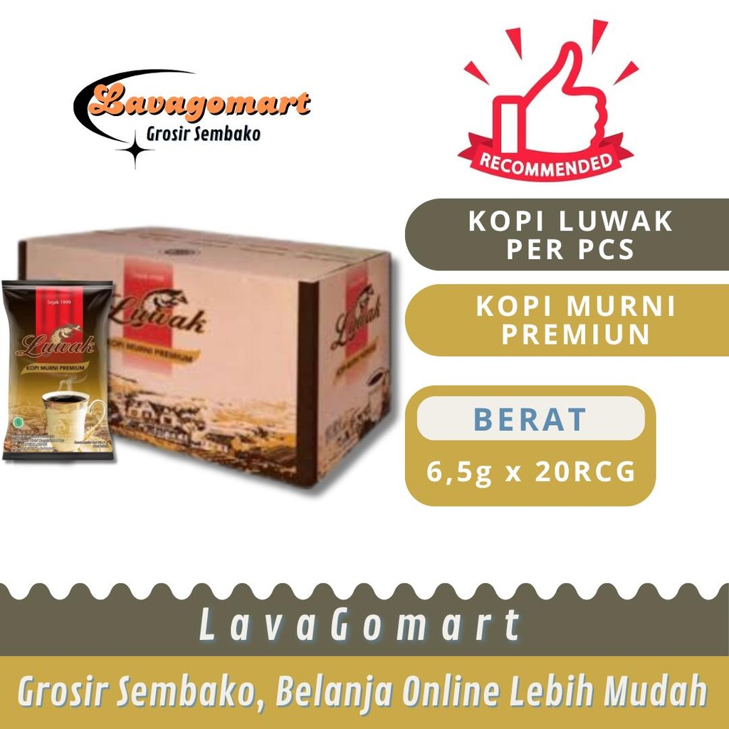 

KOPI LUWAK MURNI PREMIUM 6,5g - 1 DUS - LAVAGOMART - BANDUNG