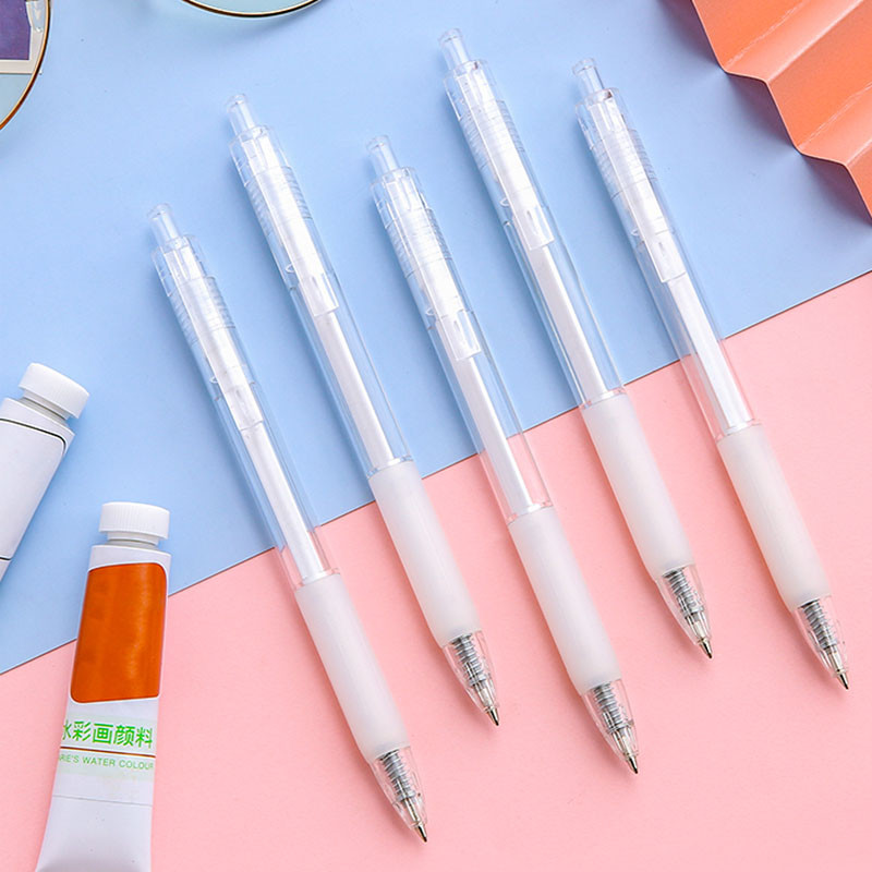 

Paperluxe Pena Tekan Gel 0.5mm Superior Quality Black Ink Ballpoint / Pen Transparent Retractable Gel Pen