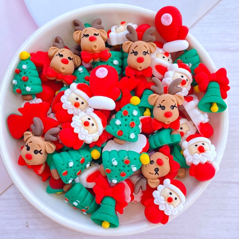

20PCS Resin Cartoon Christmas Collection Series Self Adhesive Model Scrapbook Flatback 3D Figurine DIY Home Decor