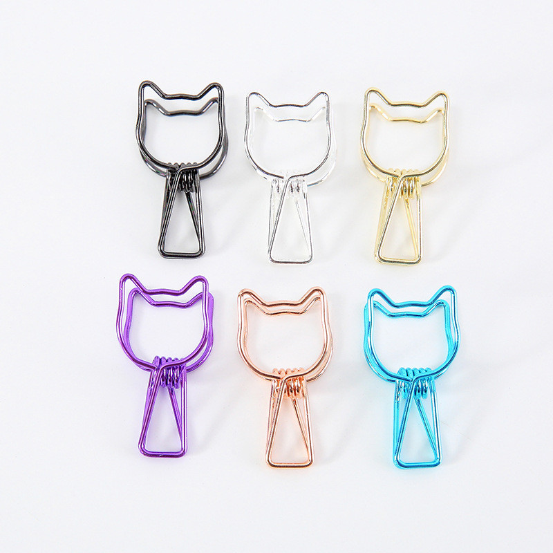 

6pcs/lot Mini Paper Clips Cartoon Cat Bookmarks Stationery Paperclips for Students Paper Book Page Clips Organizer Management