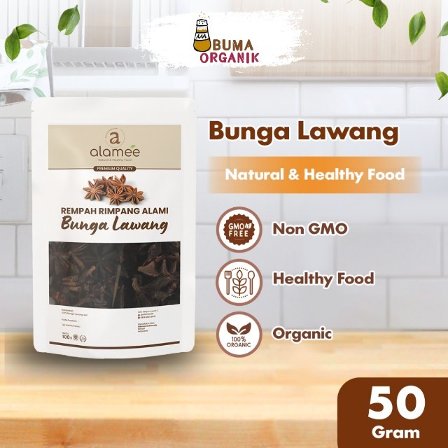 

ALAMEE Bunga Lawang Kering Pekak Star Anise Rempah Organik Alami Bumbu Seasoning Masakan Masak 50gr BUMA