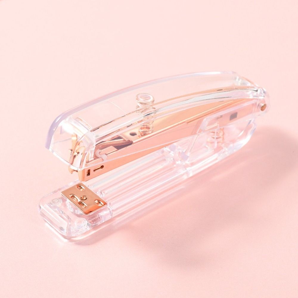 

Manual Transparent Stapler Rose Gold Bookbinding Tool Paper Stapler Transparent INS Book Binding Machines School Office Supplies