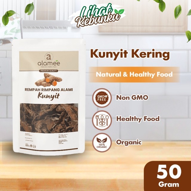 

ALAMEE Kunyit Kering Dried Turmeric Iris Rempah Rimpang Organik Alami Kunir Bumbu Seasoning 50gr LIHAT KEBUNKU