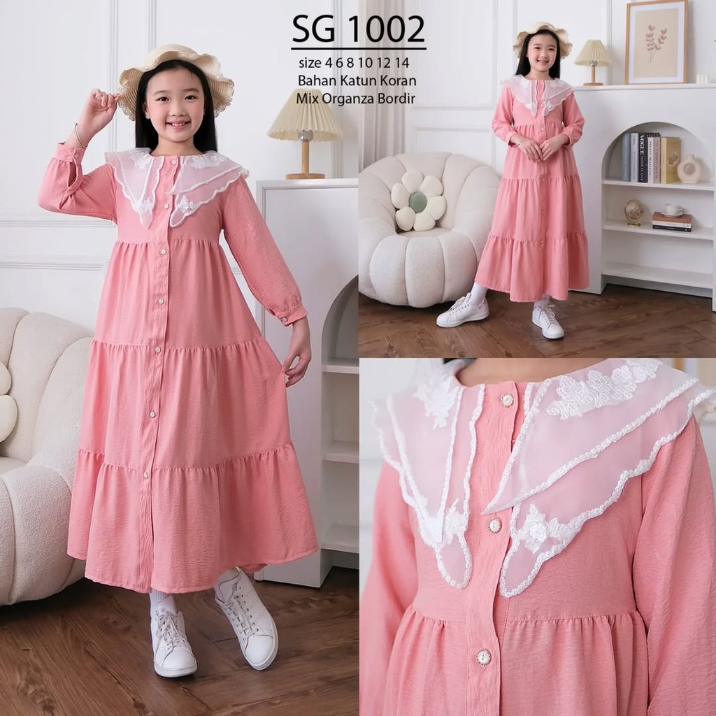 LITTLE BARI - Mini Beri - Belle Set SG 1002 - Baju Gamis Anak Perempuan Umur