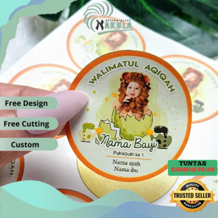 

NKL Stiker Bulat Label Tasyakuran Aqiqah Bayi Sticker Nama Anak Ucapan Kelahiran Akikah Kecil