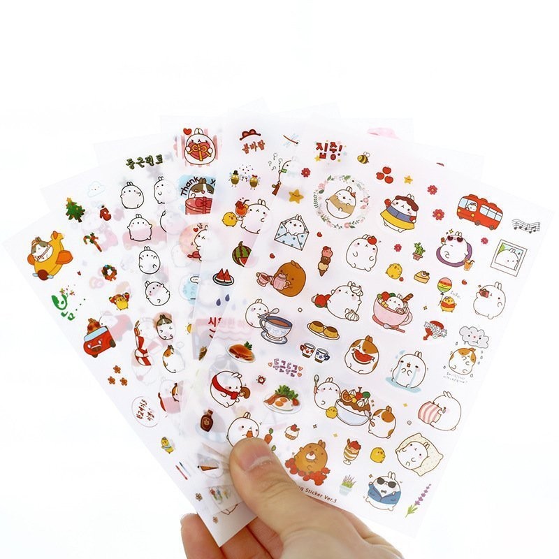 

6 Sheets/set Cute fat Rabbit Decorative Sticker Diary Album Label Sticker DIY Scrapbooking Stationery Stickers Escolar