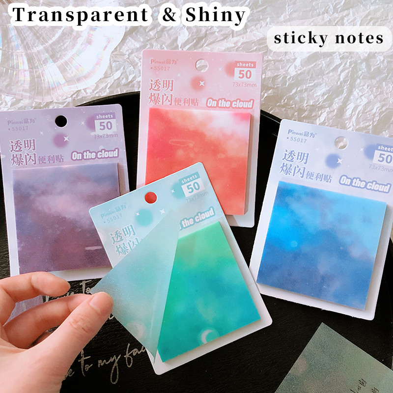 

50sheets ShinyTransparent Posted Sticky Note Pads Notepads Posits Papeleria Journal School Kawaii Stationery Office Supplies