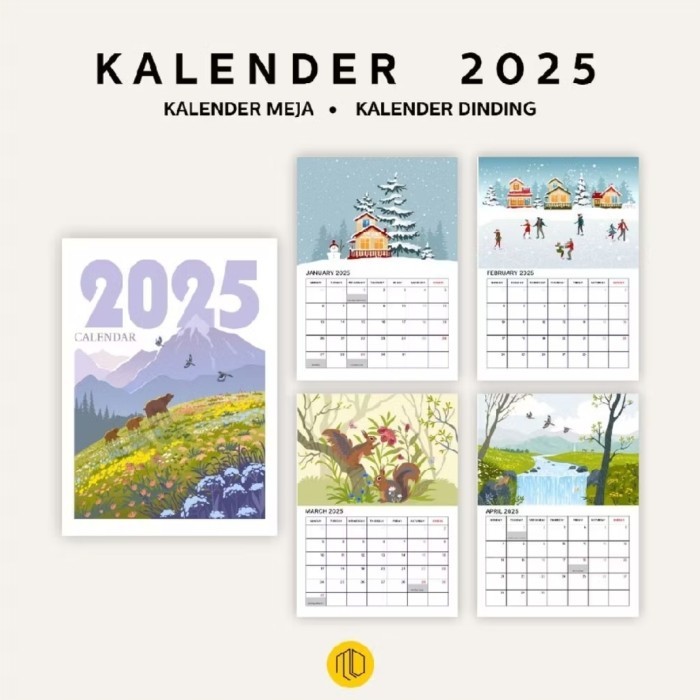 

ANDM Kalender 2025 Dinding Meja Motif Pemandangan Aesthetic - Dinding