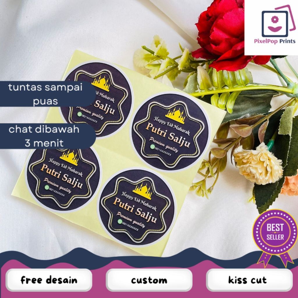 

Opikapip Cetak Sticker Label Toples Kue Kering Lebaran Stiker Hampers Cookies Idul Fitri Bulat