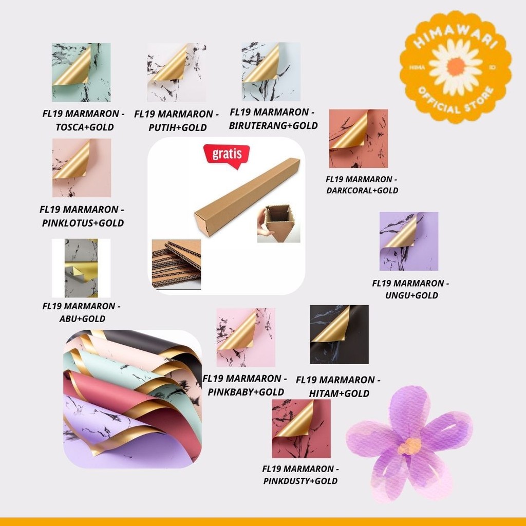 

HIMA - (5 LEMBAR) - FL19 MARMARON Kertas Bunga Paper Buket Motif Batu Marmer Abstrak Florist Cellophane - GROSIR