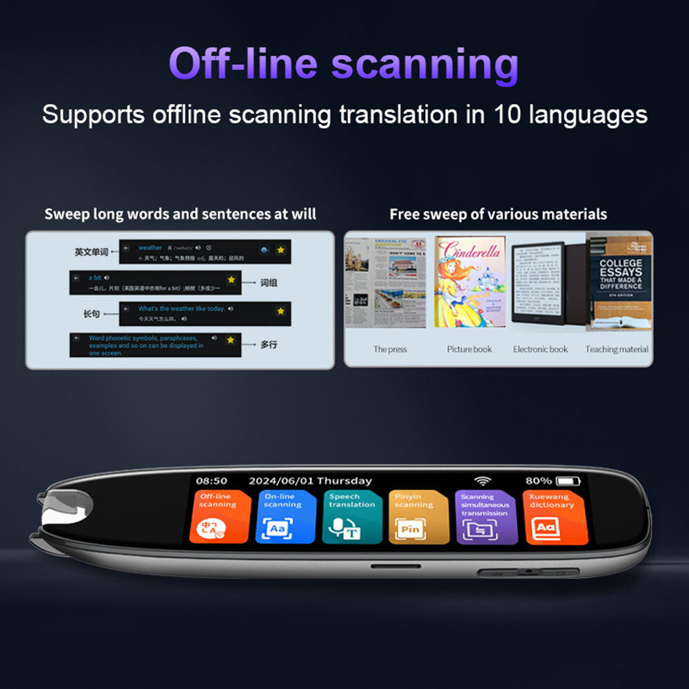 

Dictionary Translation Pen Scan Reader Device Text Scanning Reading Translator WiFi/BT Connection 142 Languages Online