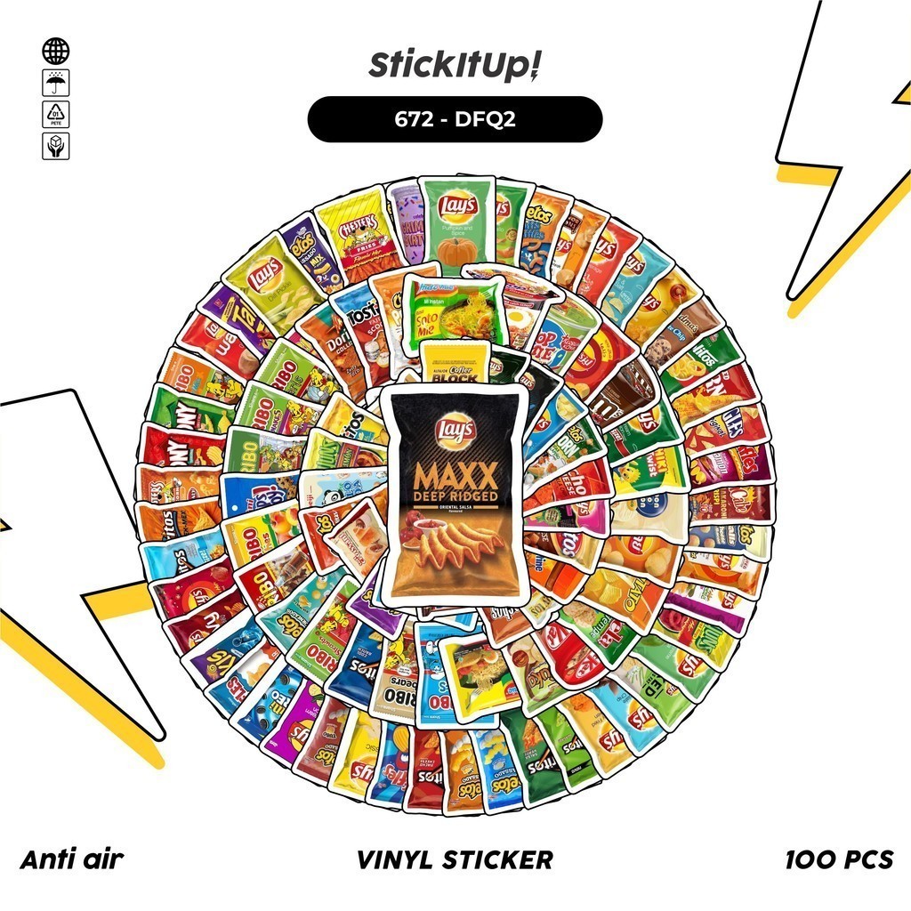 

COD 100 Pcs Stiker Delicious Food Q-2 Snack Chips Lucu Anti Air Untuk Dekorasi Notebook Sepeda Skateboard Handphone DIY