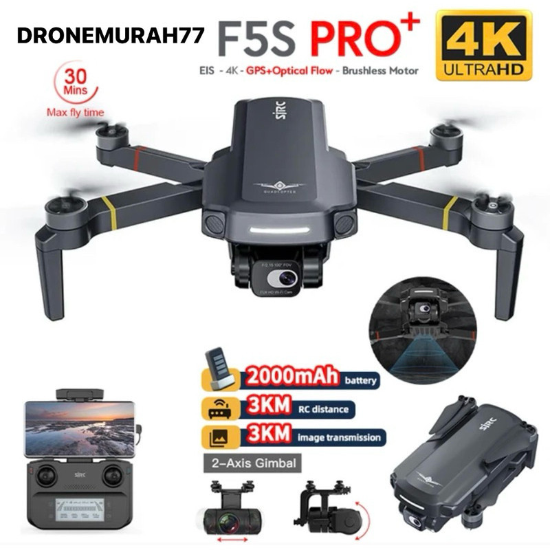 promo spesial PROMO!!! DRONE SJRC F5S PRO+ 4K CAMERA GPS GIMBAL 2-AXIS JARAK 3.5 KM LAMA TERBANG 30 